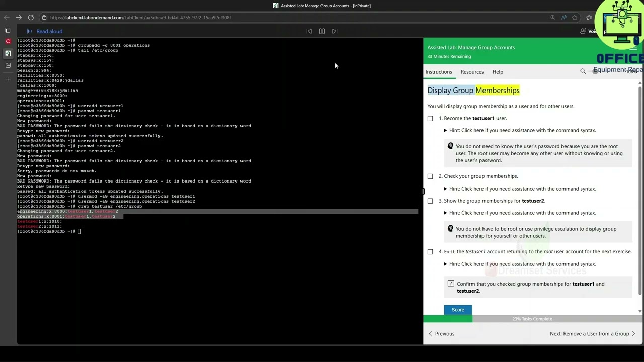 03 Assisted Lab: Manage Group Accounts | CompTIA TestOut PC Pro Lab