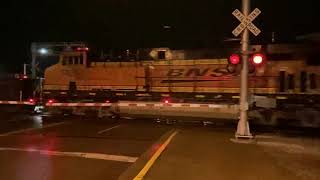 BNSF 7858 trails 2nd of 2 on NS 179 with a mid train DPU by Limestone St- Springfield, OH