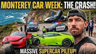 TERRIFYING CRASH!!😲MONTEREY CAR WEEK! MAT ARMSTRONG & DDE!(COPS VS SUPERCARS!)CRAZY FOOTAGE!