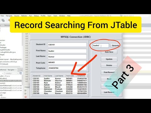 JAVA Tutorial 3 - How to Search record from JTable in Java using  JTextField and Search Button