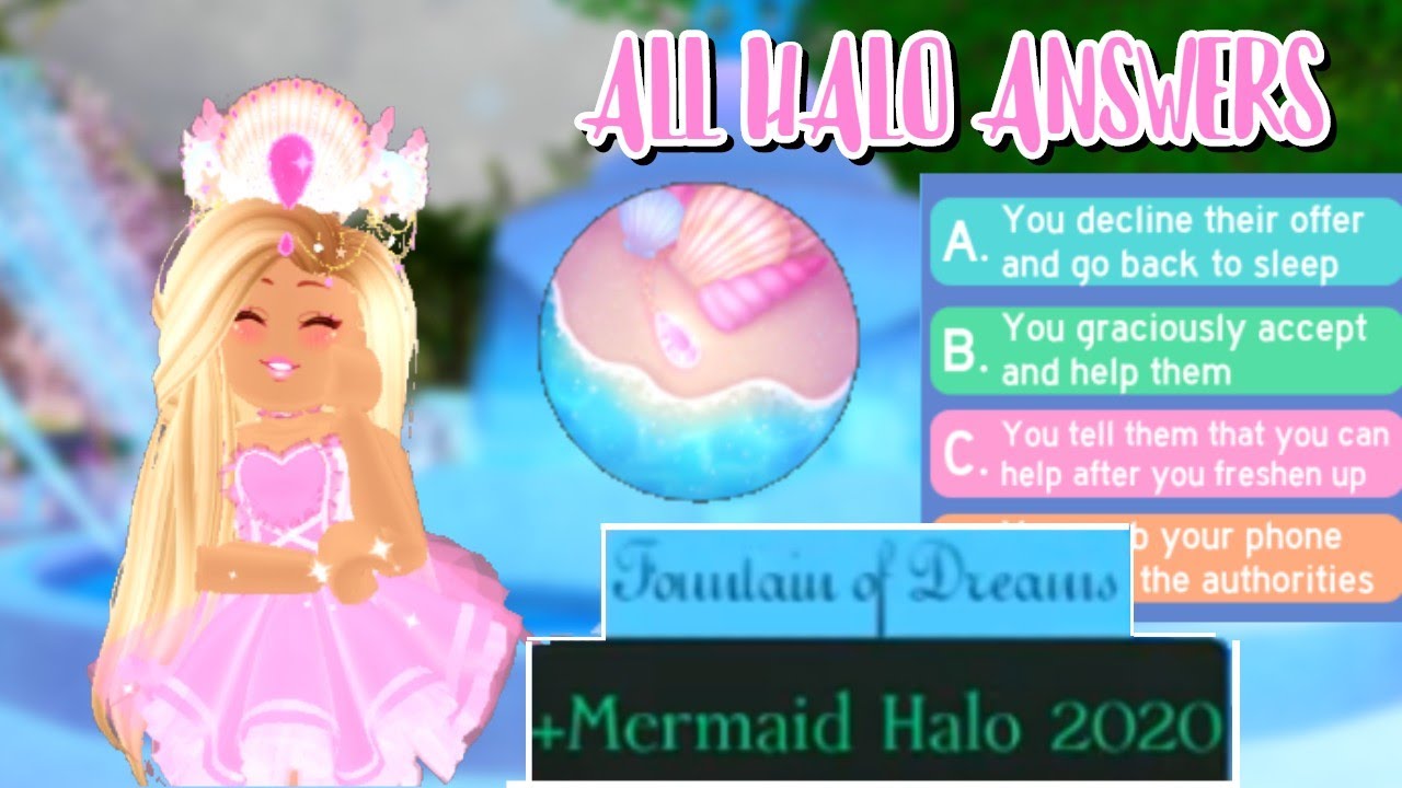 Updated All 5 Answers To Win The Mermaid Halo 2020 Roblox Royale High Youtube - roblox royale high mermaid halo answers