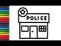 How to Draw a Police Station for Kids | Easy Step-by-Step Drawing Tutorial