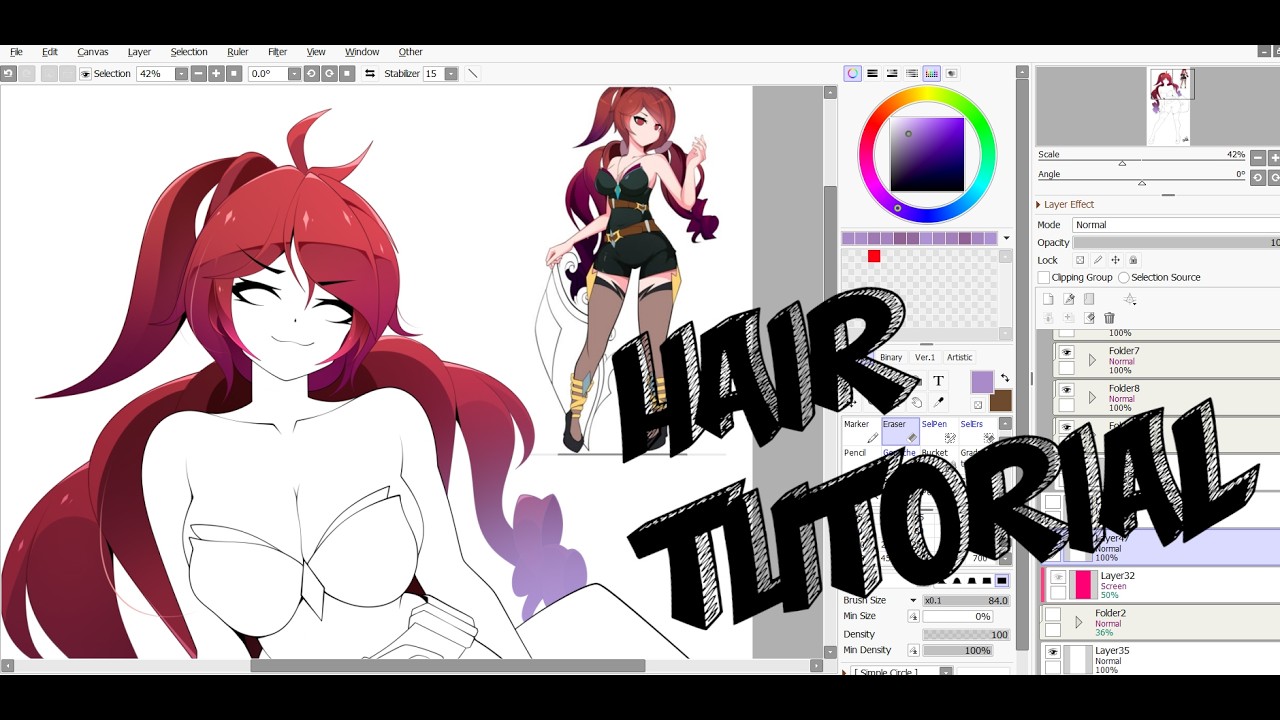 Te enseño a pintar cabello en Paint Tool Sai 2 - YouTube