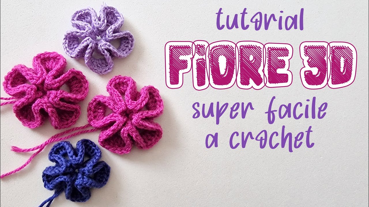 uncinetto facile: tutorial fiore 3D a crochet a cinque petali