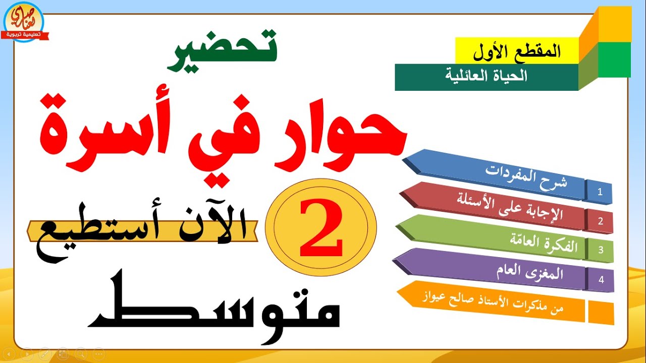حوار في أسرة للسنة الثانية متوسط
