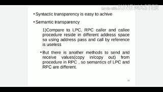 DOS 25-Distributed Operating System:Transparency of RPC