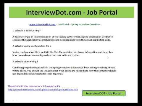 What is bean factor auto wiring spring interview question interviewdot
