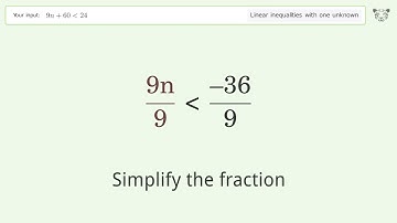 Solving Linear Inequalities: 9n+60 is Smaller Than 24