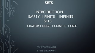Empty Finite Inifinite Sets | Chapter 1 | Class 11 | Maths | NCERT | CBSE