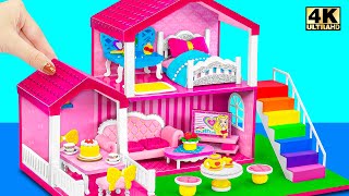 Build Million Dollar Pink Villa with Bedroom, Royal Living Room from Cardboard - DIY Miniature House