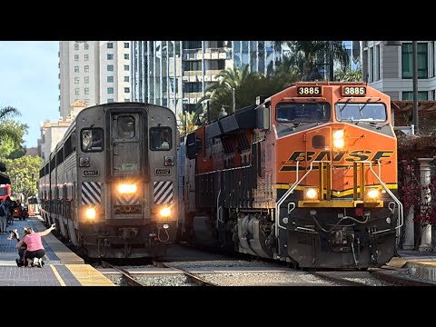 INSANE Train Action in downtown San Diego CA!!! | AMTRAK, COASTER, and MUCH MORE!!