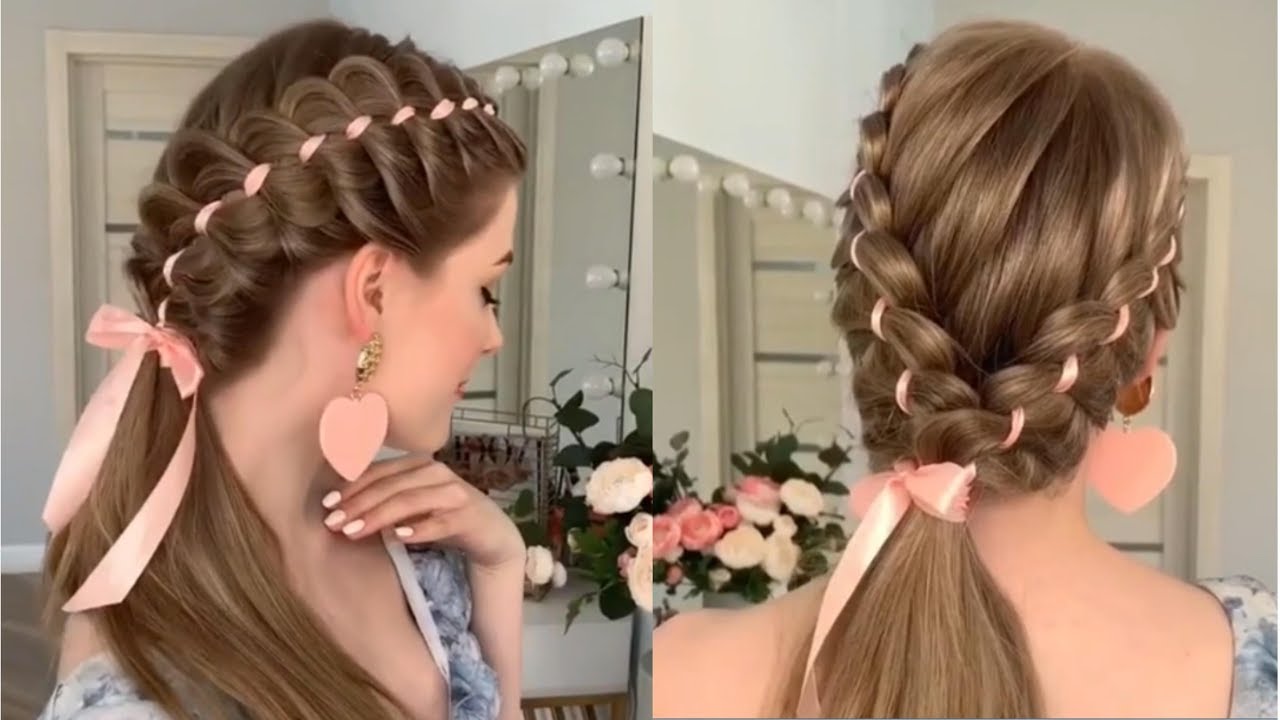 How To Braid Your Hair With A Ribbon Youtube 