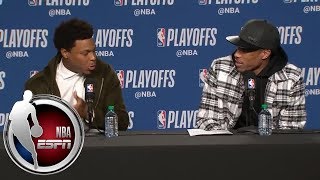 [FULL] Kyle Lowry and DeMar DeRozan's great banter during Game 2 news conference | NBA on ESPN