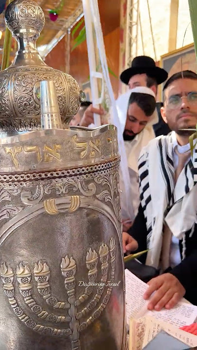 Jewish prayer at the Sukkah on the Western Wall Plaza in Jerusalem during Sukkot, Israel 2025