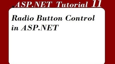 Radio Button Control in ASP.NET
