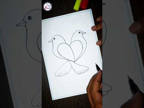 Love Birds Drawing ❤️ = Birds #shorts