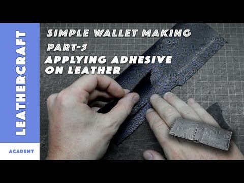 Applying adhesive on leather/simple wallet making part 5