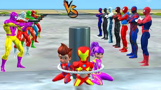 Game 5 superheroes vs 5 Spider Man roblox Attack Venom vs Hulk vs Avengers | Will baby Spider Win