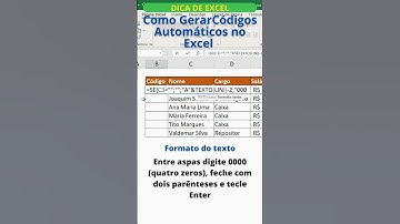 COMO GERAR CÓDIGOS AUTOMÁTICOS #shorts #shortsexcel #shortsyoutube