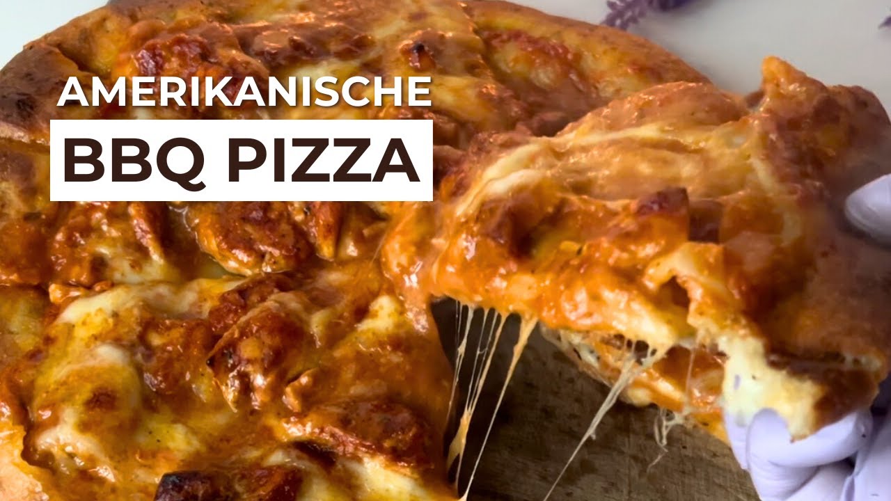 Schnelle amerikanische Pizza mit Cheezy Crust - BBQ Chicken Topping