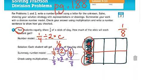 5th Grade Math Lesson 5-13 Fraction Division Part 1