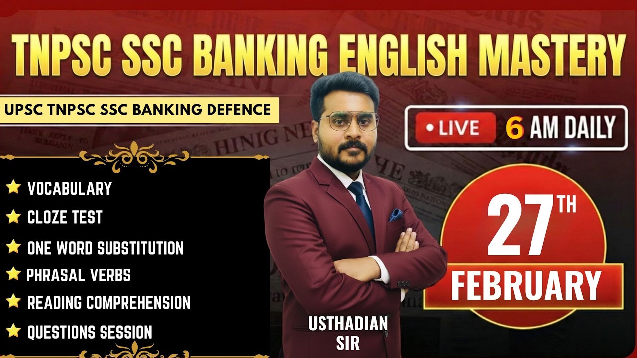 TNPSC General English | SSC & Banking | Daily Practice | 6 AM Live | USTHADIAN FEBRUARY 27 2026