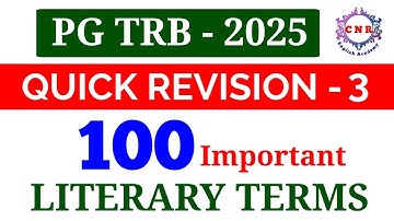 PG TRB ENGLISH | QUICK REVISION 3 | 100 Important Literary Terms