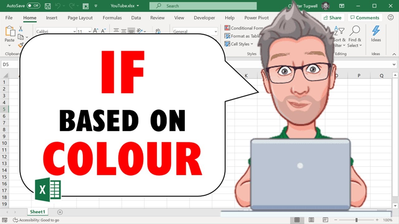 If Statement In Excel Based On Cell Colour Youtube