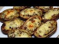 Фаршированная картошка с грибами, сыром и беконом.