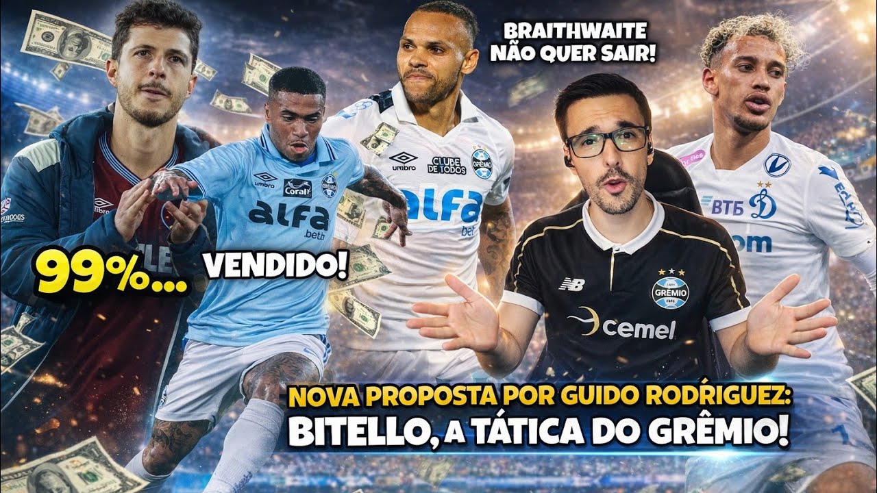 🔵✍️ GUIDO RODRÍGUEZ E A NOVA PROPOSTA! A TÁTICA DO GRÊMIO POR BITELLO! LATERAL VENDIDO, DINHEIRO, E+