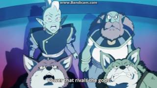 Dbs episode 81- ssb kaioken goku's kamehameha against bergamo's wolfang penetrator