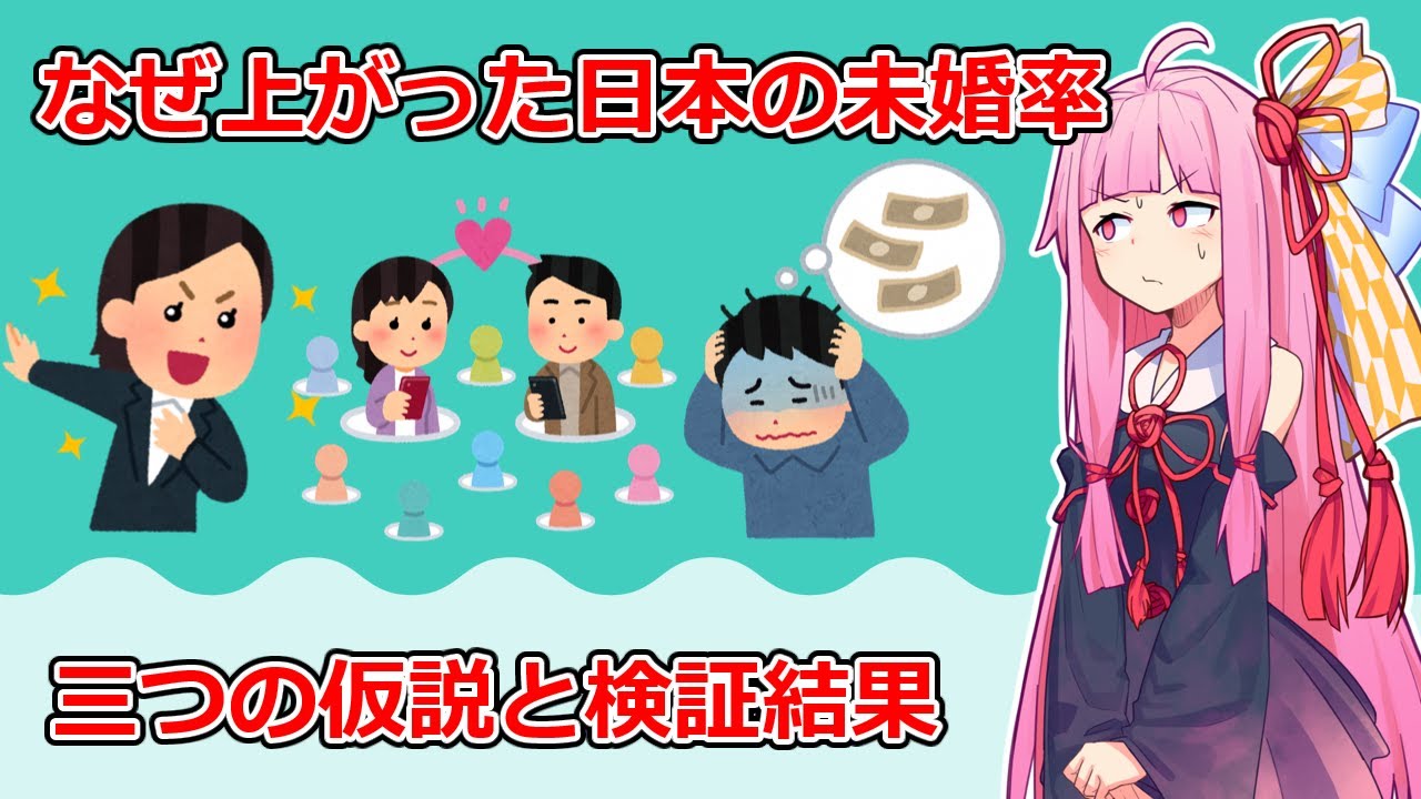 【VOICEROID解説】日本の未婚率はなぜここまで上昇したのか？研究者の仮説とその検証結果について解説【結婚・独身】