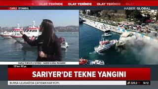 Istanbul Sarıyerde Tekne Yandı.