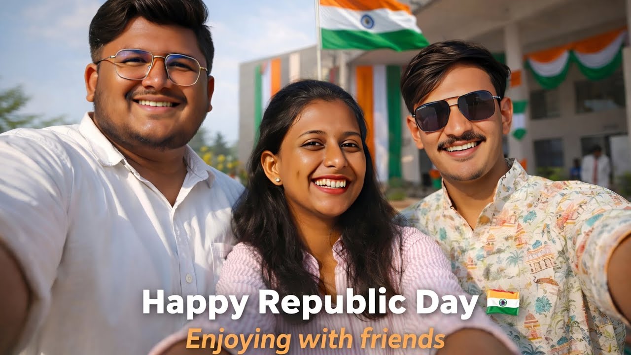Republic Day celebration 🇮🇳 at college with friends and little Masti 😎🤣🤣