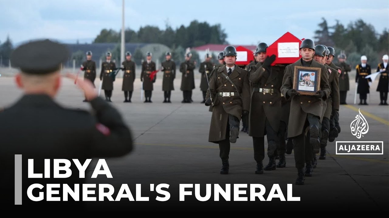 Prayers for Libyan General Killed in crash: Coffins arrive in Tripoli ahead of funeral service