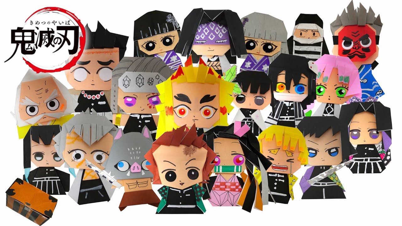 鬼滅の刃 ママの努力を無駄にしない おりがみで 鬼殺隊柱合裁判 を再現してみた Youtube