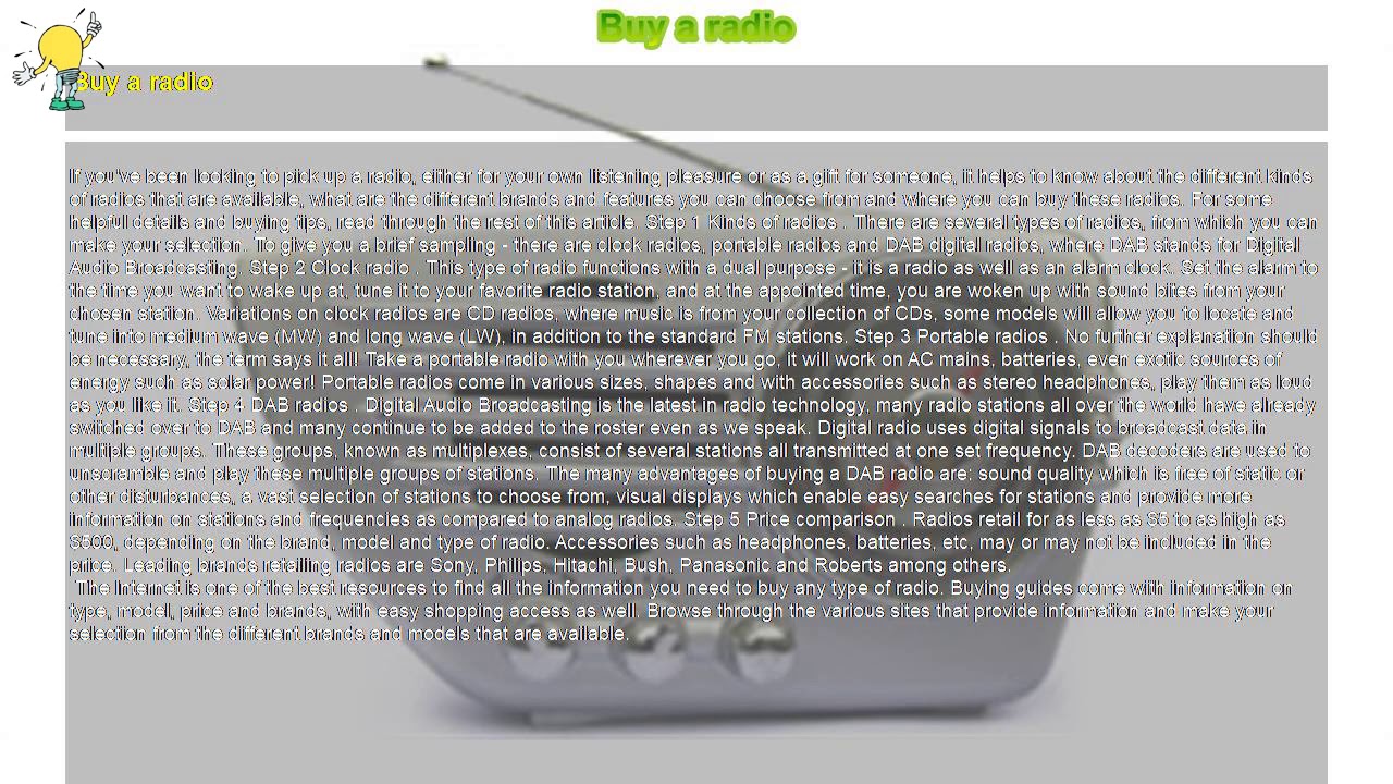 How to : Buy a radio
