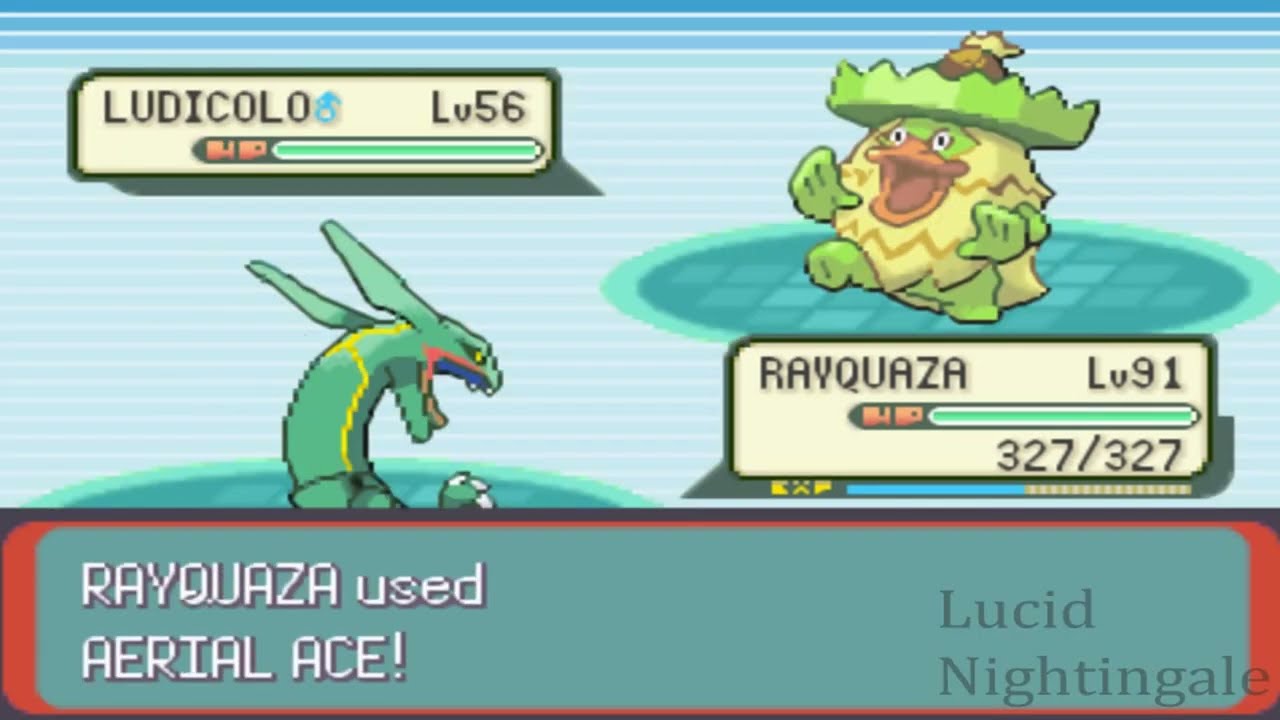 Pokemon Emerald Rayquaza Solo VS Elite Four (No Damage)