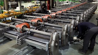 Process of making a modern tractor rotavator. Korean agricultural machinery manufacturing factory