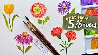 5 Easy Watercolor Flowers Every Beginner Should Learn | Step-by-Step Tutorial