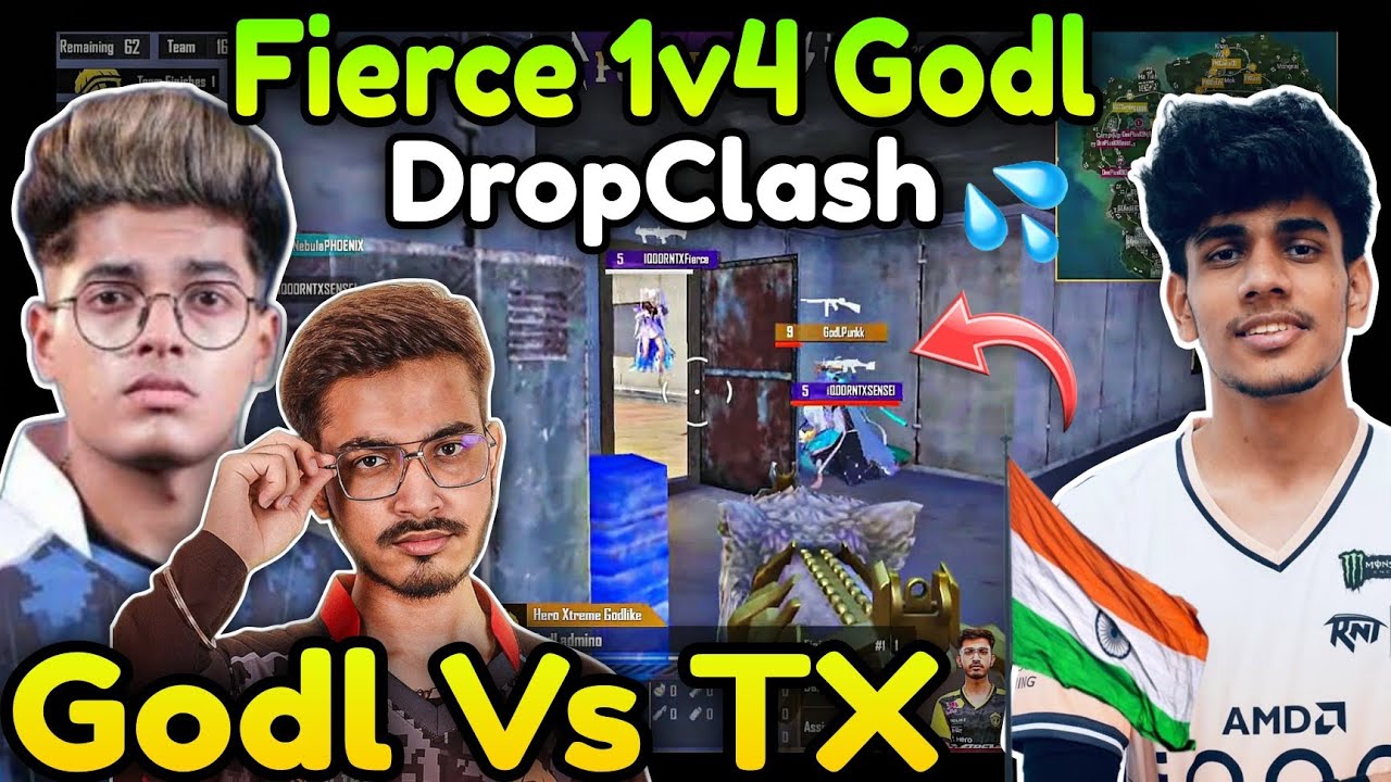 Fierce 1v4 Godl 💦 DropClash Fight 🔥 Godl Vs TX 💛 - YouTube