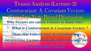 Tensor Analysis (Lecture 2) ।। Contravariant and Covariant Vectors
