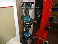 Vertical cordless drill storage.