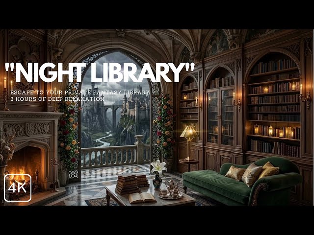 Rainy Night in a Dark Academia Library | Soft Piano & Rain Sounds for Deep Focus and Deep Sleep