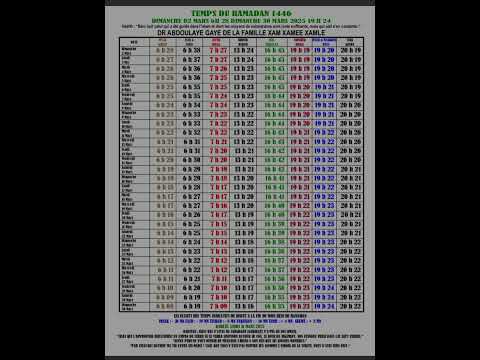 Calendrier Ramadan 2025