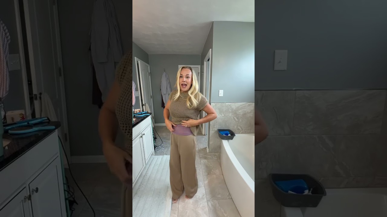 Amazing ANRABESS Women Two Piece Outfits Crochet Sheer Knit Sweater Top Wide Leg Pants Lounge Mat...