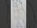 Hugging anime girls drawing