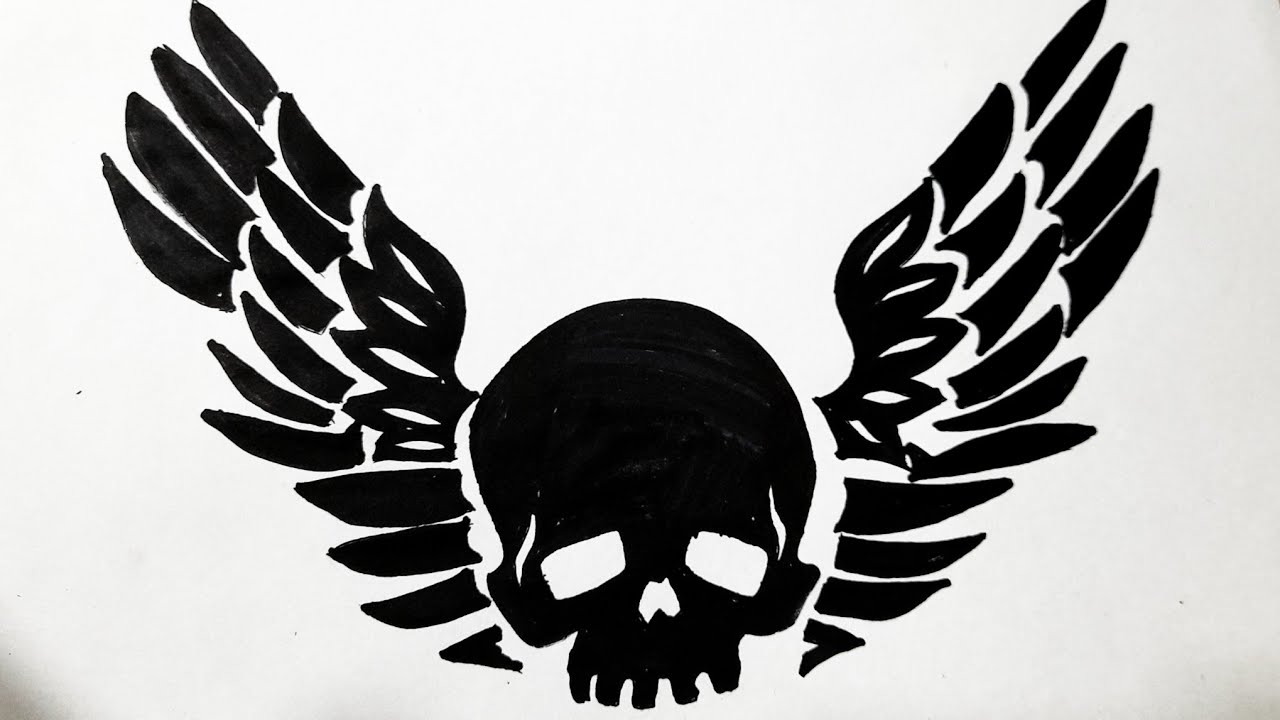How To Draw A Tribal Skull Tattoo With Wings