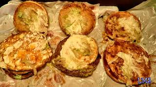 A Close - Up Sumo Burger Shogun Burger, And Samurai Burger