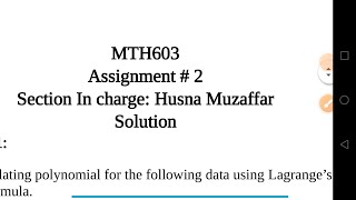 mth603 assignment 2 solution 2023||Husna Muzaffar||100% Correct Solution||#mth603assignment2solution